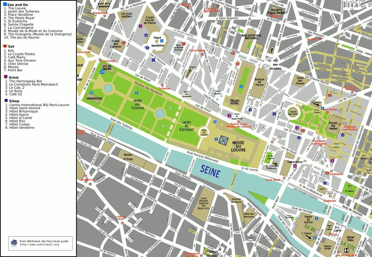 Kartta 1. kaupunginosassa Pariisin