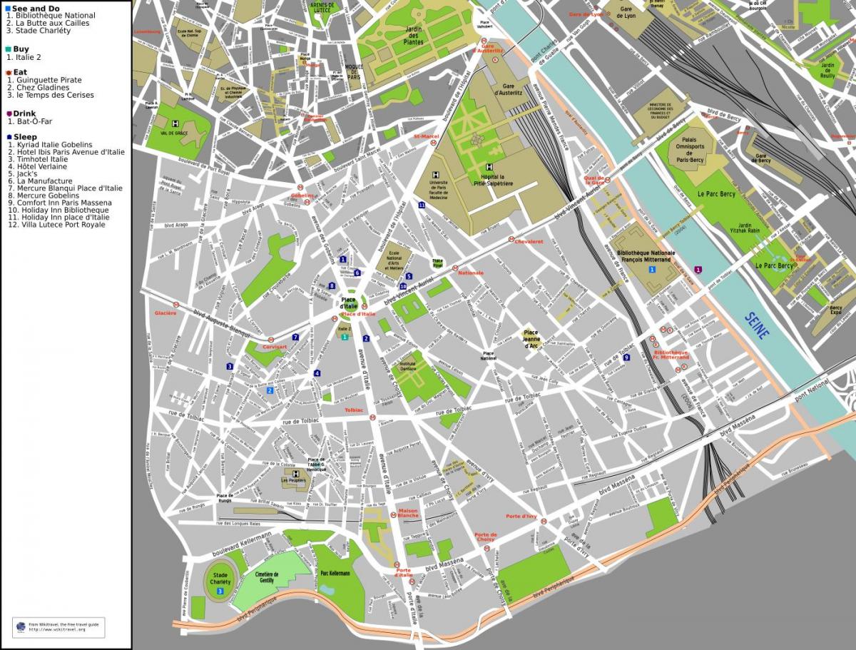 Kartta 13. kaupunginosassa Pariisin