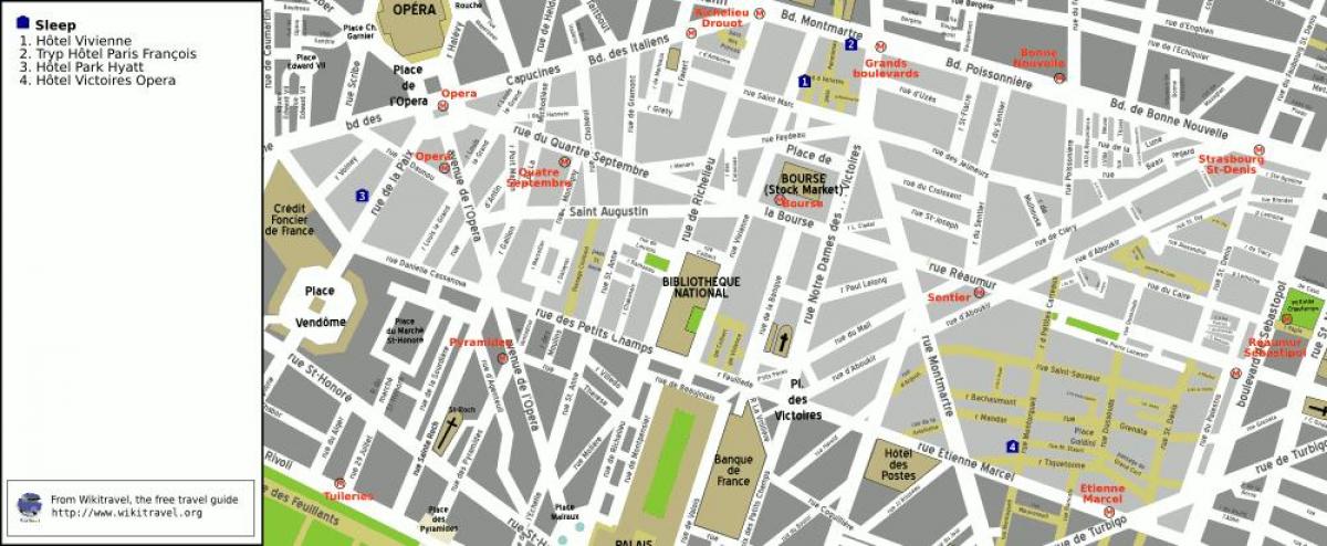 Kartta 2. kaupunginosassa Pariisin