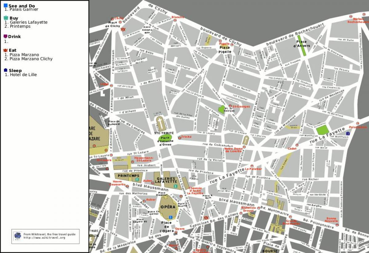 Kartta 9. kaupunginosassa Pariisin