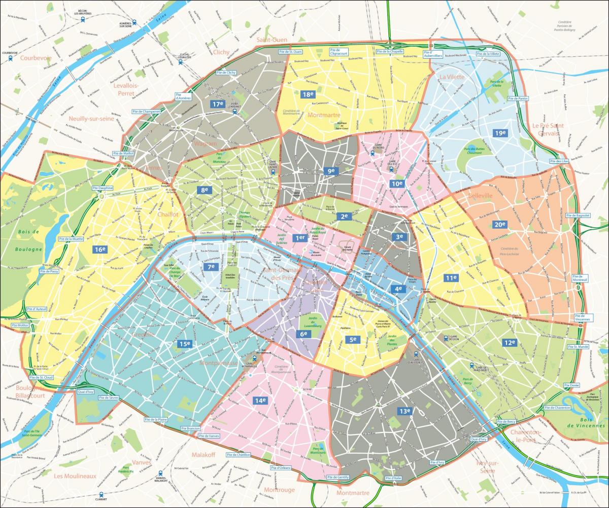 Kartta Pariisin arrondissementit