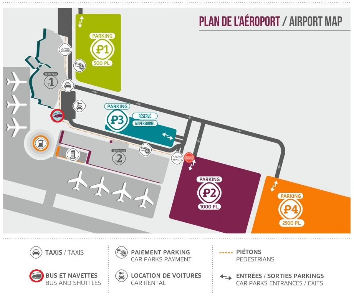 Kartta Beauvais lentokenttä pysäköinti