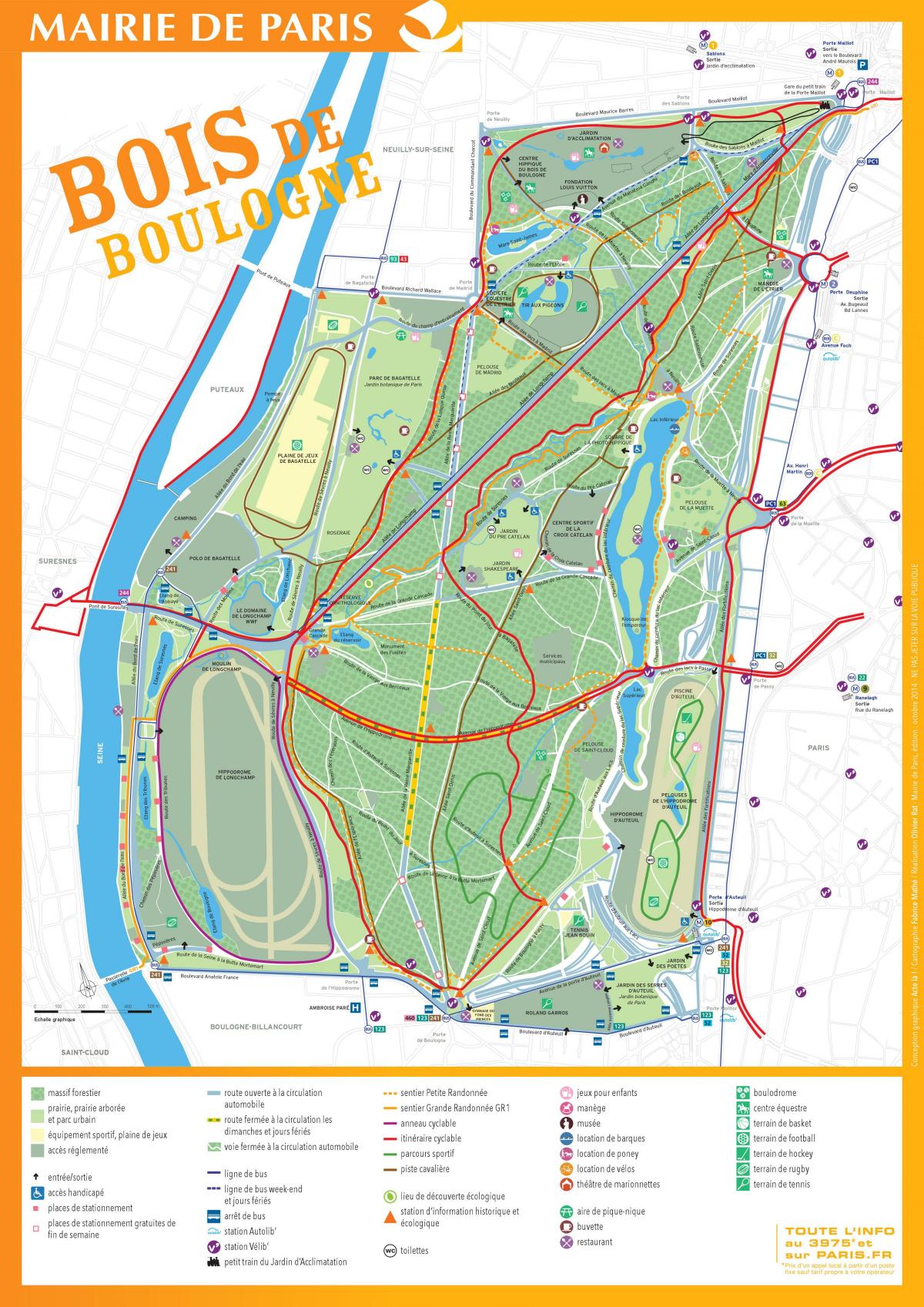 Kartta Bois de Boulogne