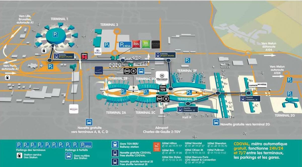 Kartta CDG lentokenttä