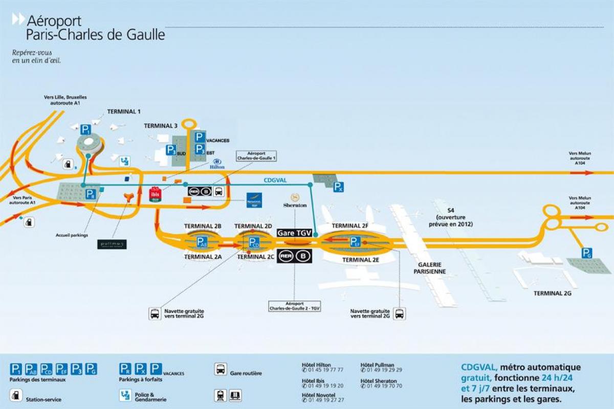 Kartta Charles de Gaulle lentokenttä