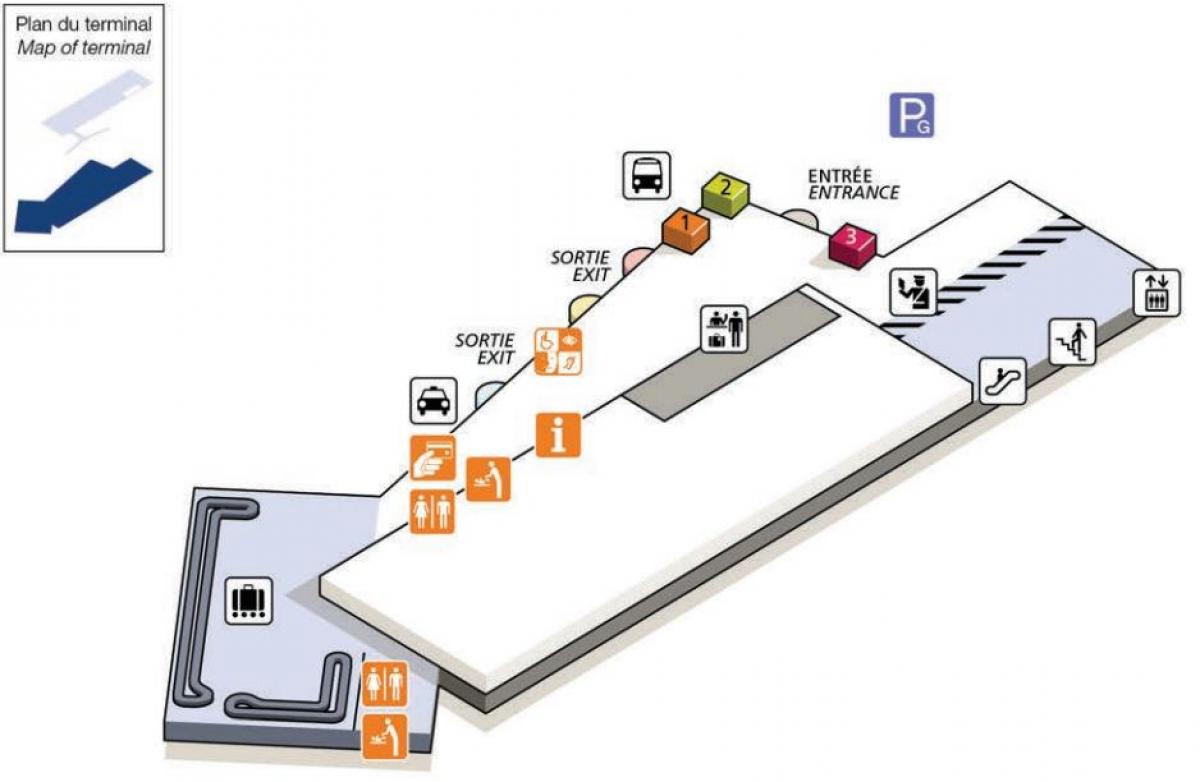 Kartta CDG lentokenttä terminaali 2G