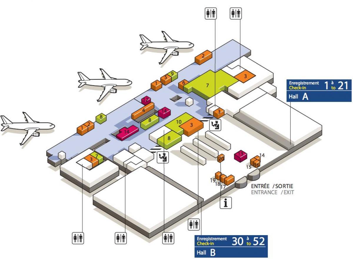 Kartta CDG lentokenttä terminaali 3