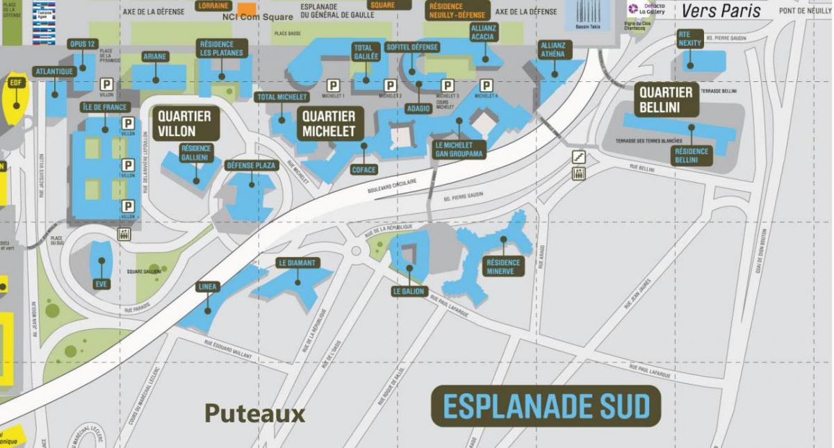 Kartta La Défense Etelä-Esplanadi