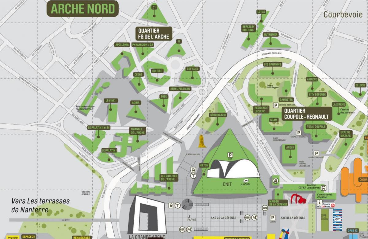 Kartta La Défense Pohjois Arche