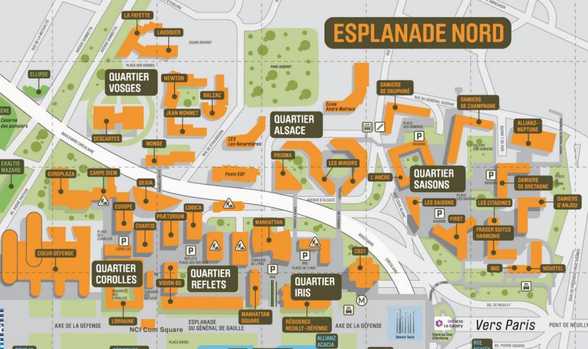 Kartta La Défense Pohjois-Esplanadi