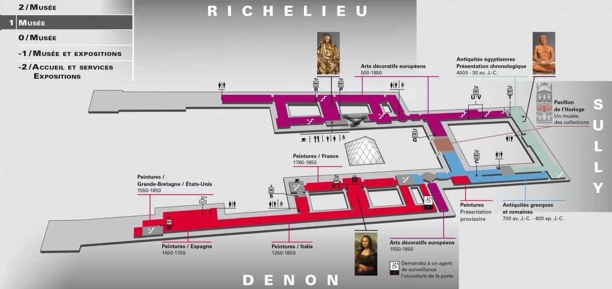 Kartta Louvre-Museo Taso 1