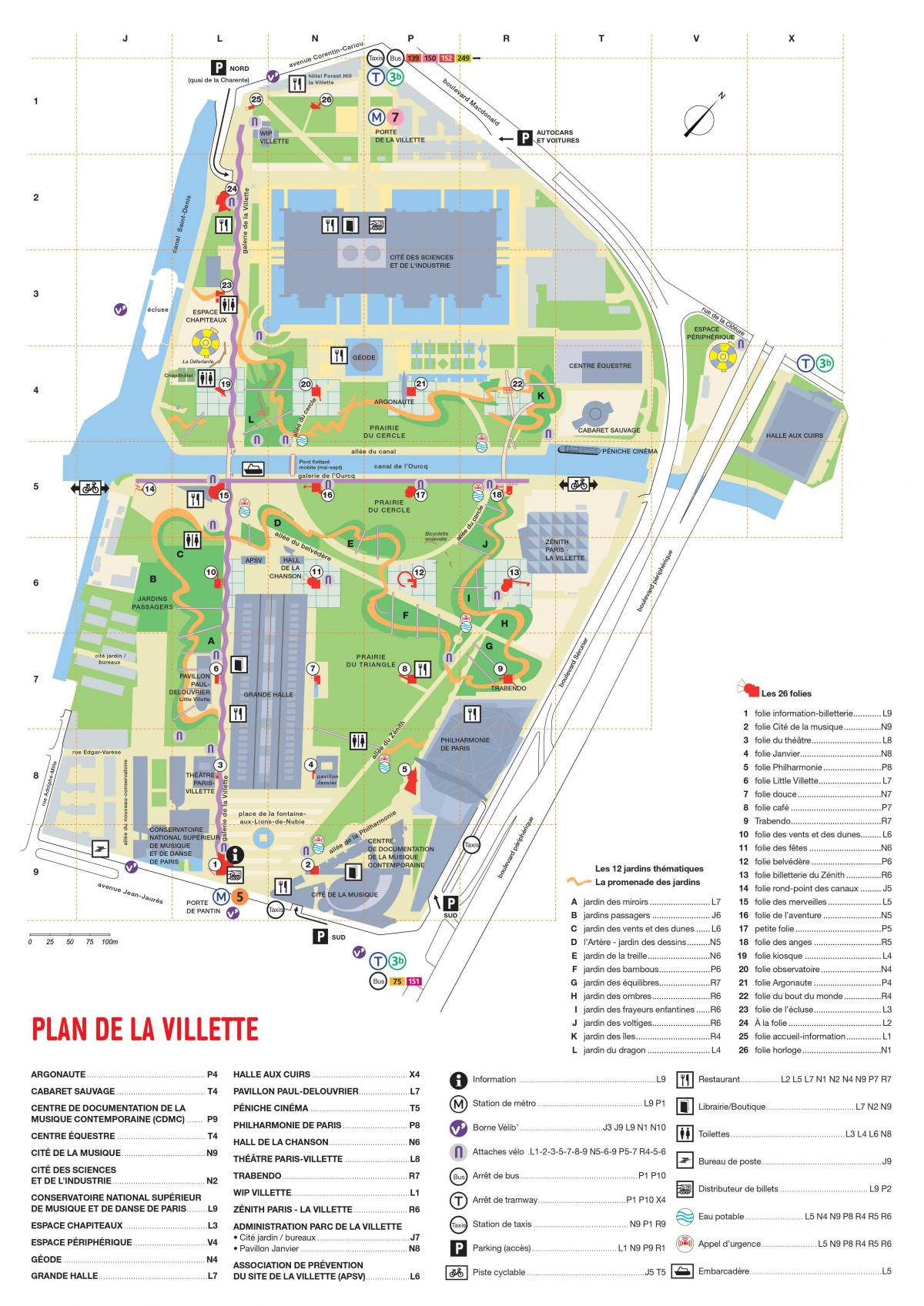 Kartta Parc de la Villette