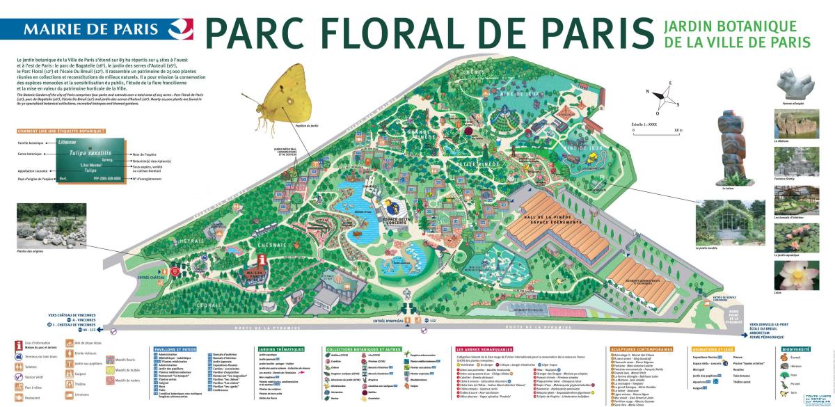 Kartta löytyy muun muassa Parc floral de Paris