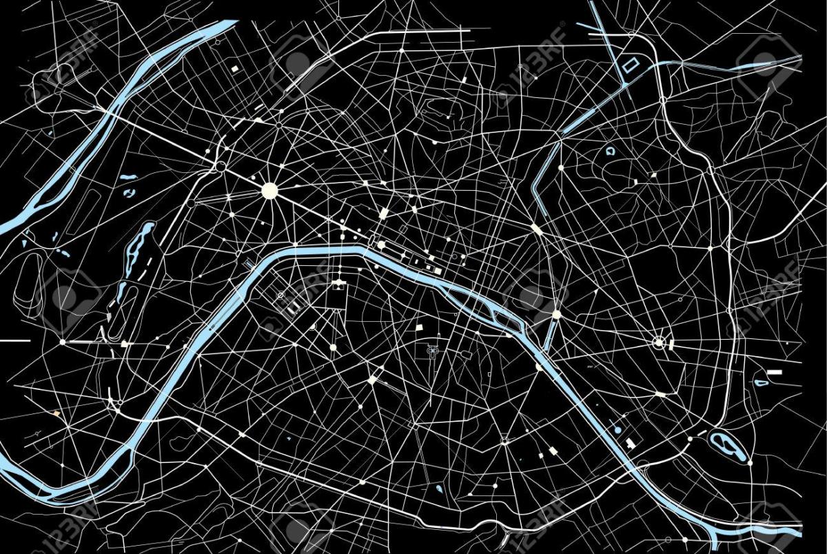 Pariisin kartta Musta ja Valkoinen