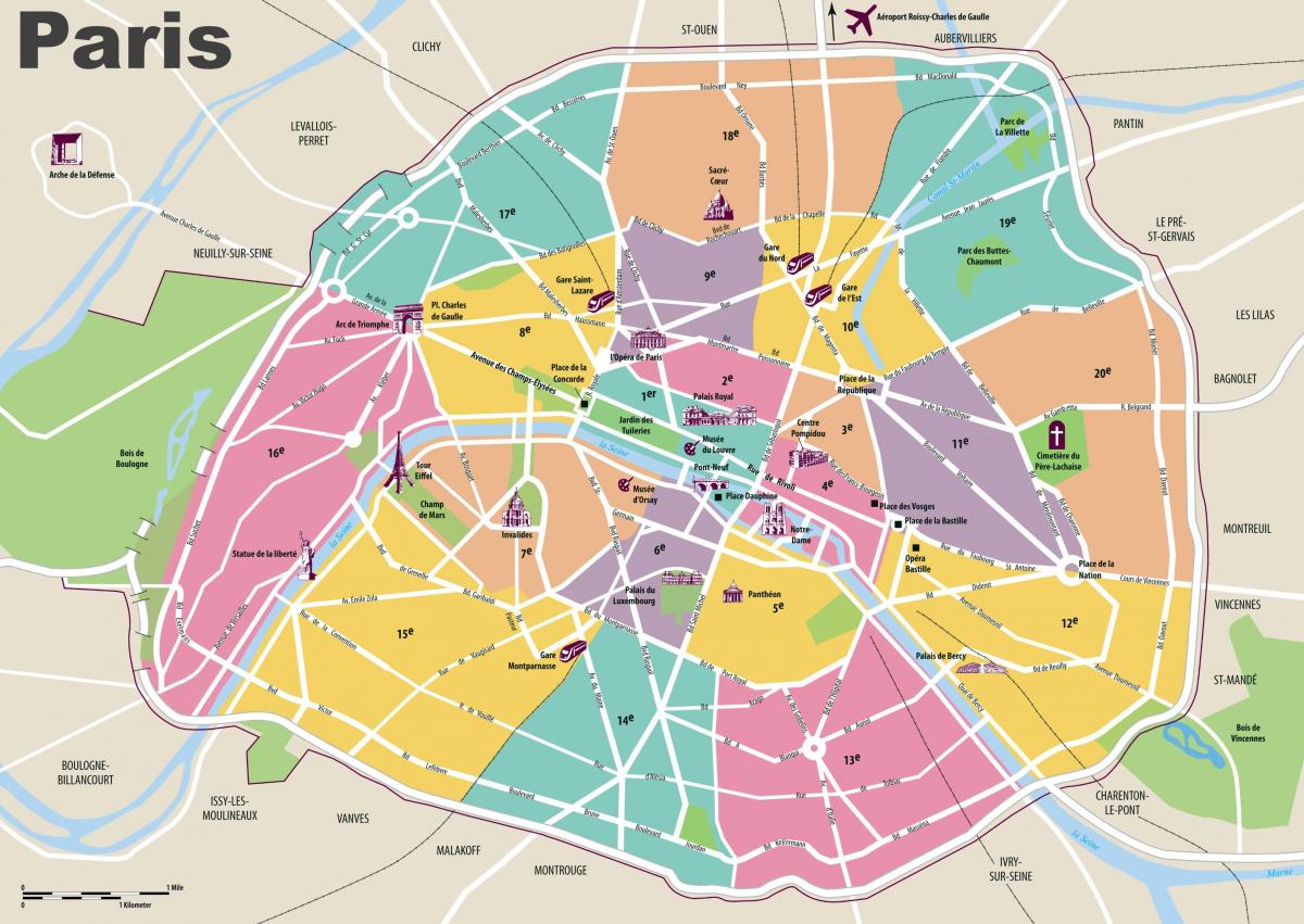 Pariisin kartta nähtävyyksiä