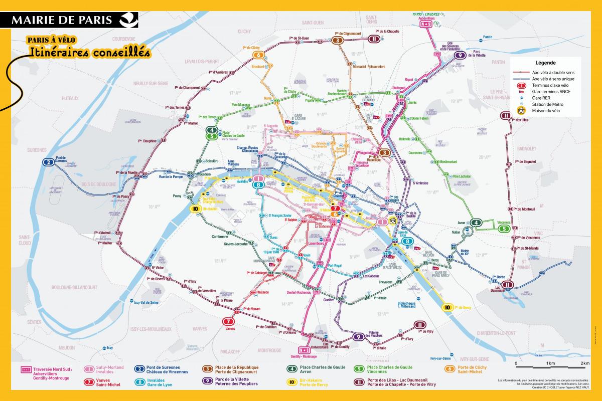 Pariisin kartta pyöräretkelle