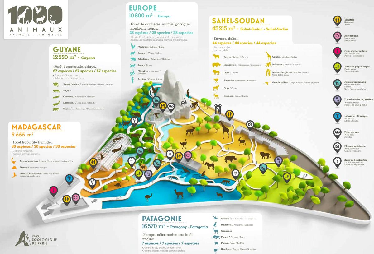 Kartta Pariisin Eläintieteellinen Puisto