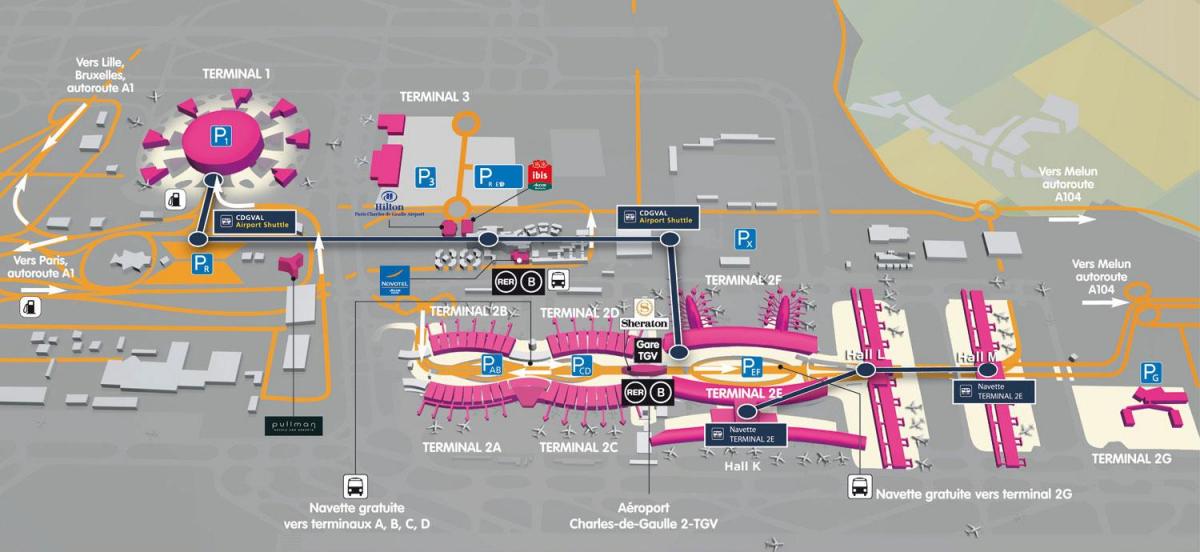 Kartta Roissy airport