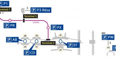 Kartta Roissy airport pysäköinti