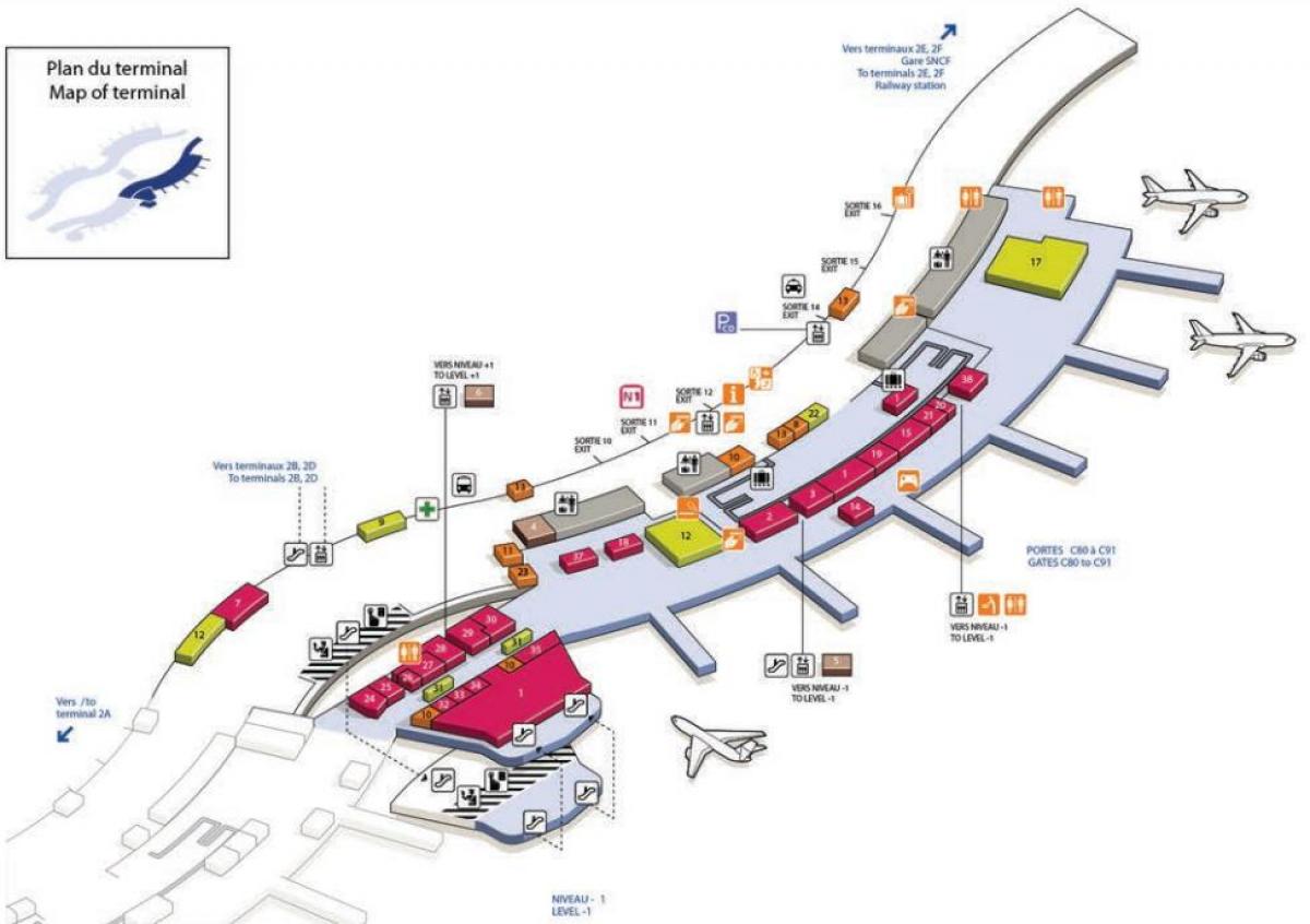 Kartta CDG airport terminal 2C