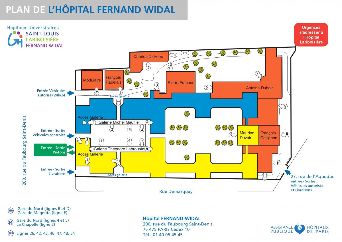 Kartta Fernand-Widal sairaala