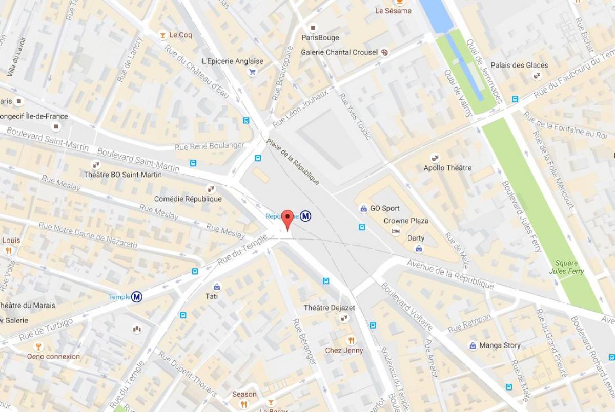 Kartta Place de la République-aukiolta