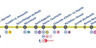 Kartta Pariisin metro linja 9